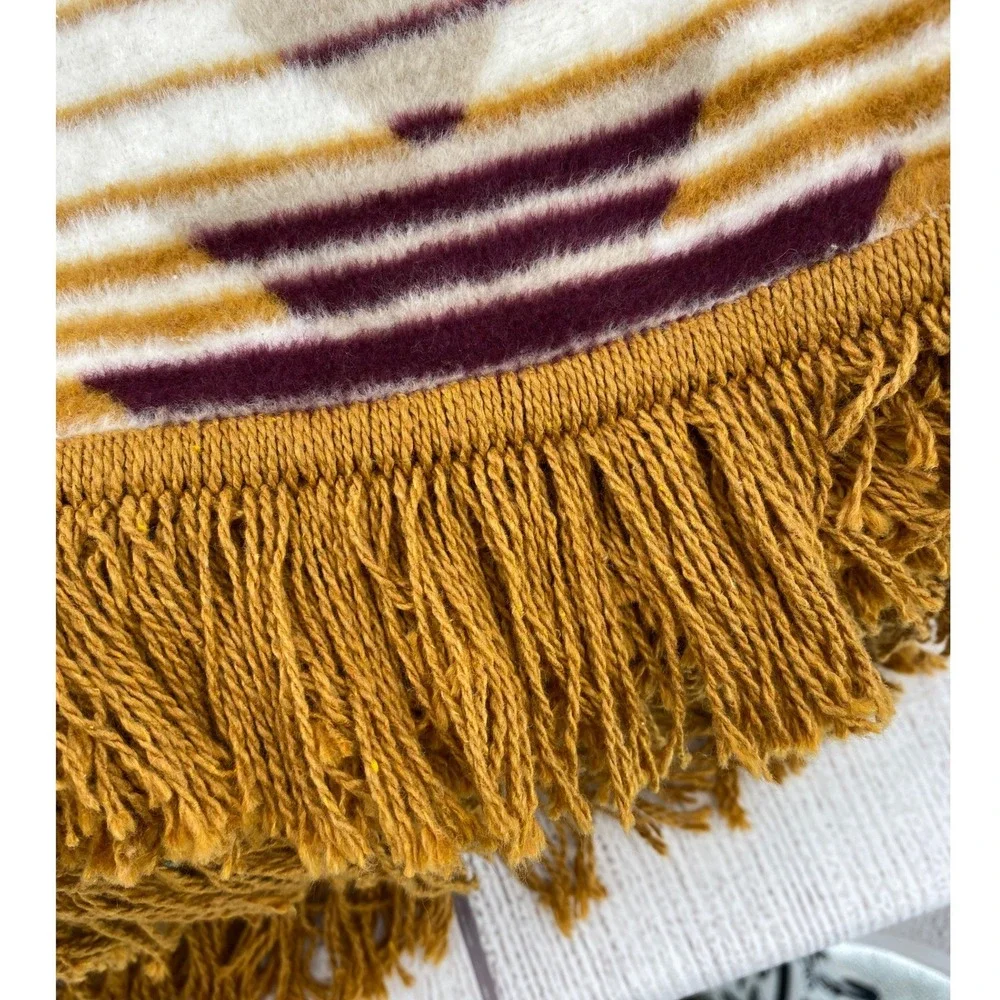 Pad Concept Throw Blanket 60x80 Multicolor Southwestern Geometric Fringed Plush